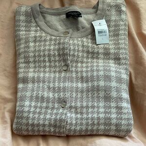 Ann Taylor Light Gray Houndstooth Sweater